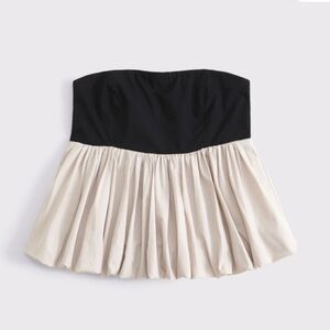 Abercrombie Two-Tone Bubble Top Black & Beige
